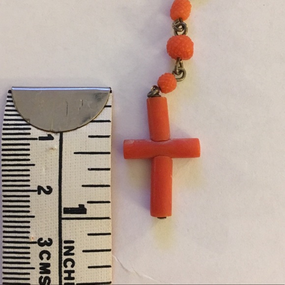 Antique undyed carved coral & silver French Rosary - Picture 5 of 5